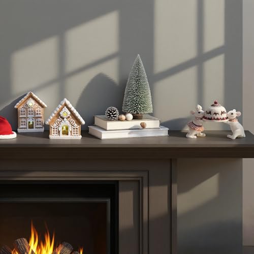 Lighted Gingerbread House Kit - 2-Piece Resin Miniature Christmas Decor