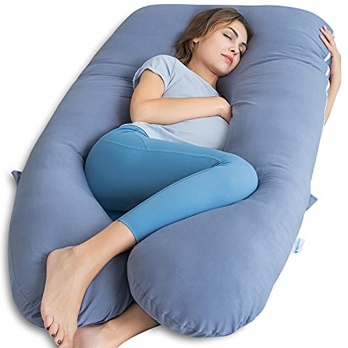 QUEEN ROSE 55" U-Shaped Pregnancy Body Pillow with Cooling Silky Cover