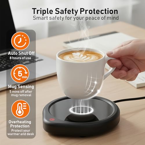 Oracer Dark Black Coffee Mug Warmer with Auto Shut Off & Adjustable Temperature