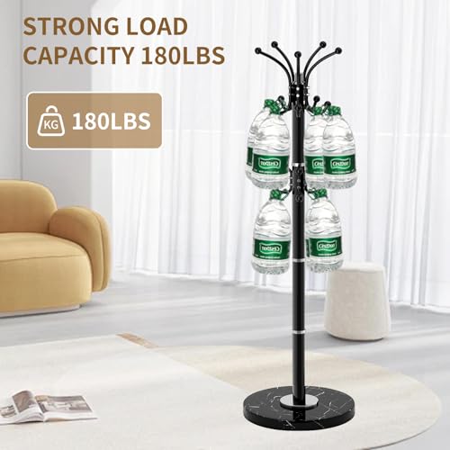 Heavy Duty 360° Rotating Coat Rack Stand with Natural Marble Base, 16 Hooks