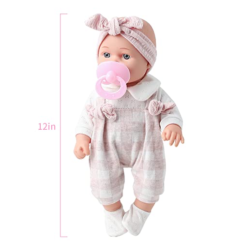 12-Inch Baby Doll Playset with Blanket, Pacifier, and Feeding Bottle