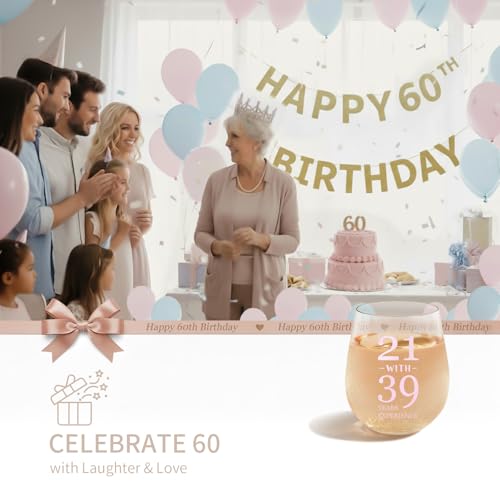 60th Birthday Wine Glass - Funny 15oz Gift for Women Born in 1966