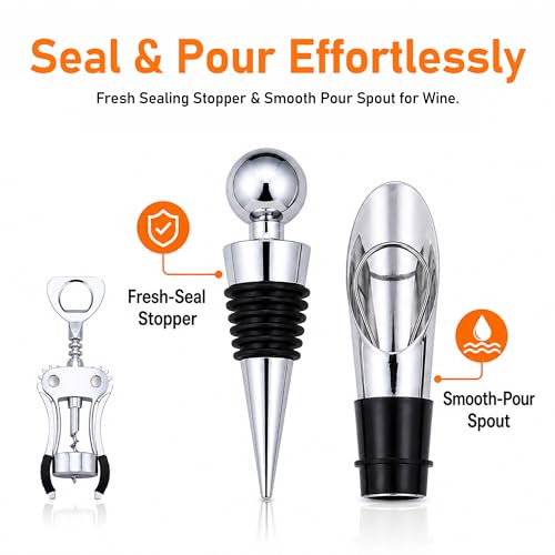Heavy-Duty Zinc Alloy Wing Corkscrew & Bottle Opener - Ergonomic & Dishwasher Safe