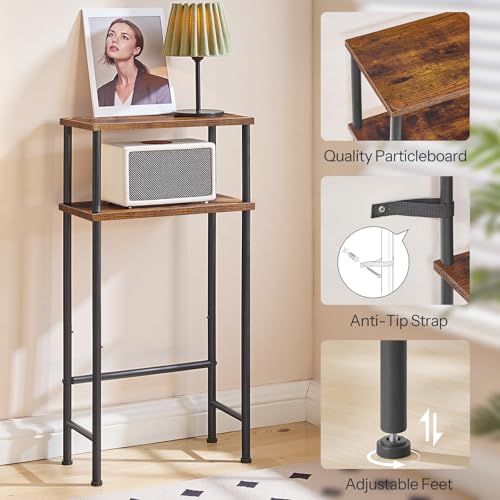 Narrow Console Table with 2 Shelves, 15.7-Inch Industrial Entryway Table