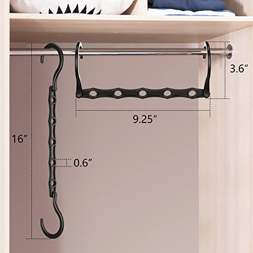 6 Pack Space Saving Hangers Heavy Duty Black Closet Organizers