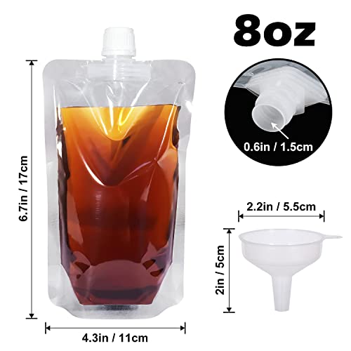 Reusable Leak-Proof Liquid Pouches, 8oz BPA-Free Travel Juice Bags (10 Pack)
