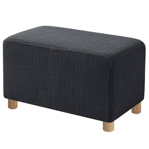 Stretch Ottoman Cover Rectangular - Charcoal Gray, Washable Fabric