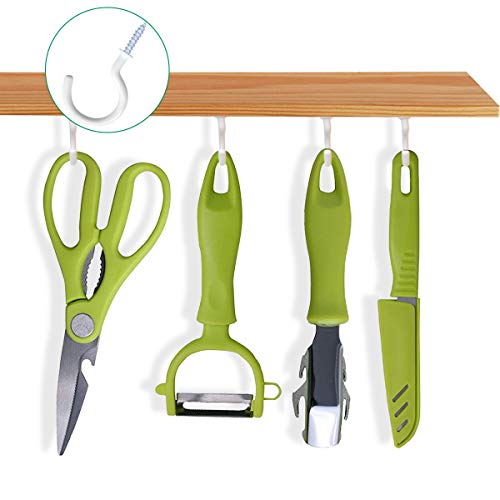 12 Pack Vinyl Coated Screw-In Ceiling Hooks for Indoor & Outdoor Use