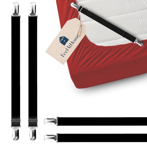 Adjustable Bed Sheet Holder Straps - Heavy Duty Mattress Clips (4 Pack)