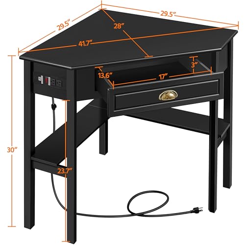 L-Shaped Corner Computer Desk and Swivel Chair Set with USB Ports & Storage