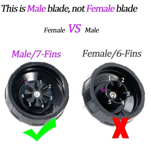 7-Fin Male Replacement Blender Blade, 4-Inch Diameter, BPA-Free