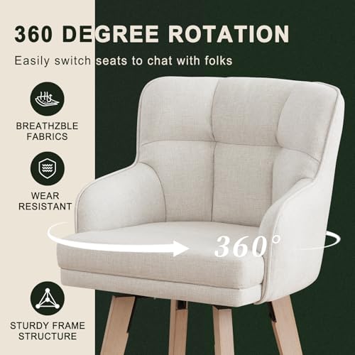360° Swivel Counter Height Bar Stools with Back, 26-Inch Set of 2