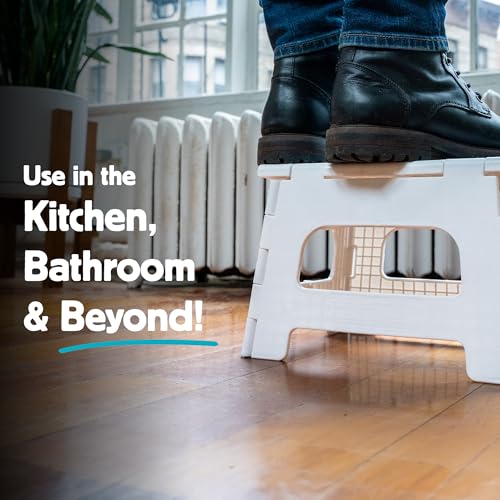 Foldable Step Stool for Adults - 8-Inch Lightweight Collapsible Stool