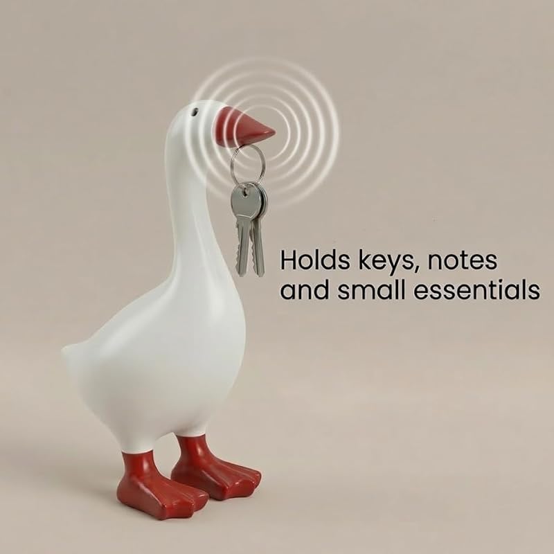 7-Inch Desk Goose Statue, Quirky Resin Desktop Organizer and Decor