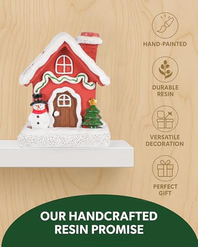 Christmas Incense Burner House - Hand-Painted Resin Gingerbread Cottage with Chimney Smoke Effect - House Variation