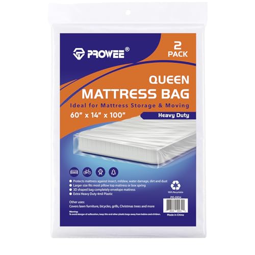 Heavy Duty Queen Mattress Bags - 2 Pack, Waterproof & Tear-Resistant