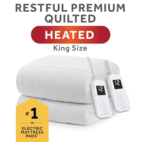 King Size Quilted Heated Mattress Pad, 12 Heat Settings & Auto Shut-Off