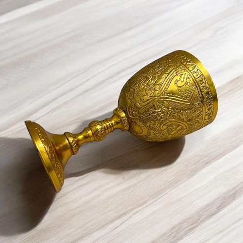 Handmade Solid Brass Wine Chalice - 8oz Antique Style Goblet Cup