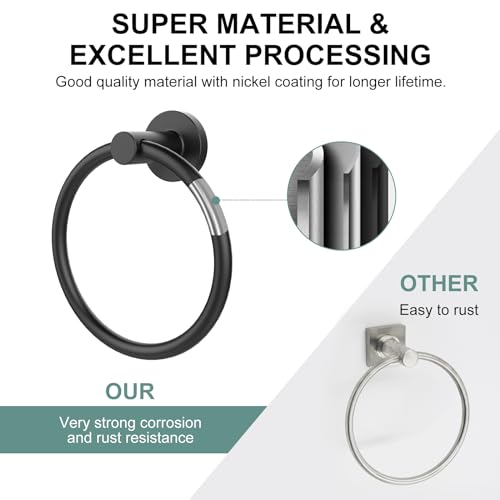SetSail Matte Black Towel Ring for Bathroom Wall Stainless Steel