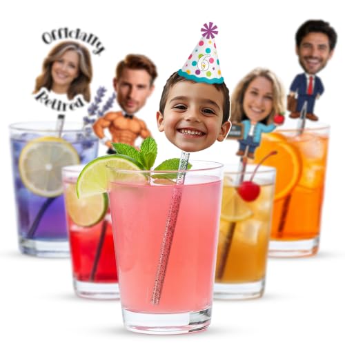 Personalized Face Swizzle Sticks for Parties – Custom Drink Stirrers with Photo