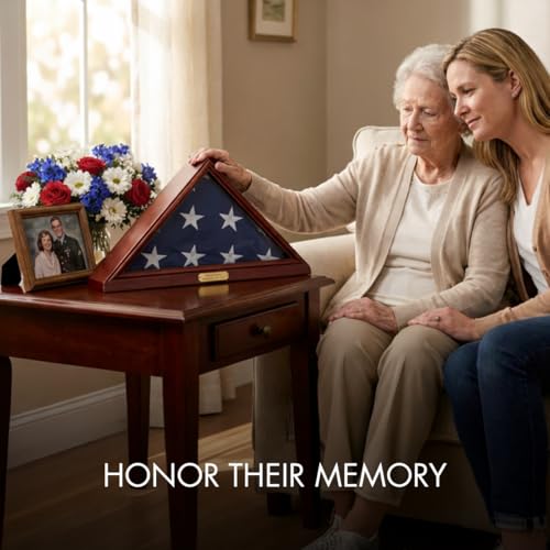Solid Wood Triangle Flag Display Case for 5' x 9.5' Burial or Funeral Flag
