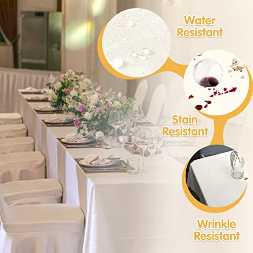 Ivory Rectangle Tablecloths 60x102 Inch (6 Pack) - Stain & Wrinkle Resistant