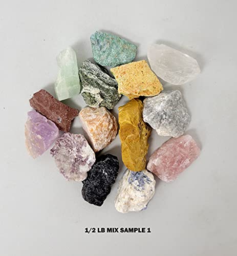Assorted Raw Natural Rough Stones & Crystals - 1/2 lb Bulk Gemstone Mix