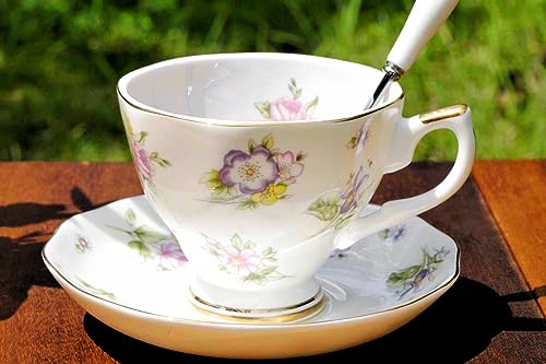 Pfedxoon Bone China Coffee Cup with Saucer & Spoon Set - 6.8oz Tea & Espresso Cups
