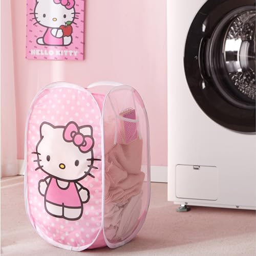 Collapsible Pop-Up Kids Laundry Hamper & Storage Basket with Handles - Pink