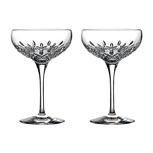 Waterford Lismore Essence Champagne Saucer Set of 2 Crystal Glasses