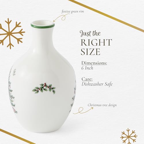 Spode Christmas Tree Posy Flower Vase - Porcelain, 6 Inch