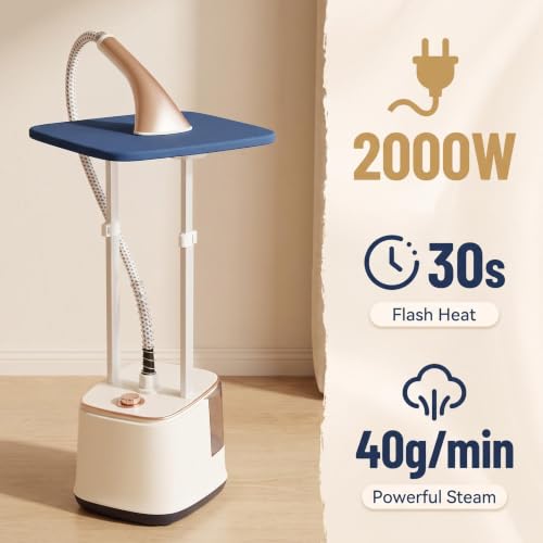 2000W Standing Garment Steamer with 10 Steam Levels and 2.7L Water Tank