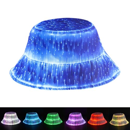 Rechargeable LED Rave Bucket Hat with Lights for Festivals & Parties