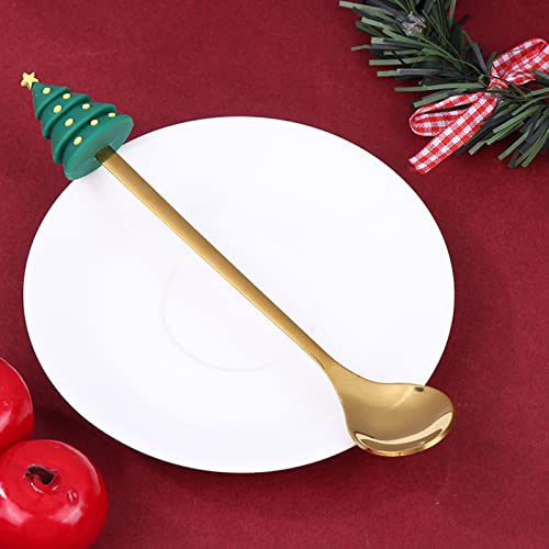 4Pcs Christmas Stainless Steel Coffee Spoons with Red Box Santa Tree Star Holiday Decor