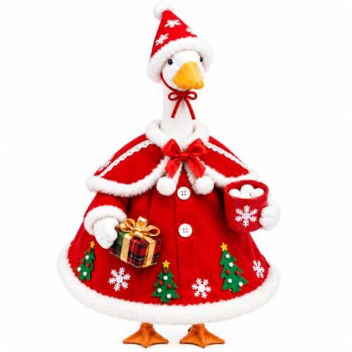 Bigwish Christmas Red Porch Goose Outfit Set for 23" Statues Holiday Decor