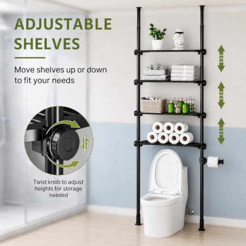 Adjustable Over The Toilet Storage Shelf - 4-Tier Bathroom Organizer