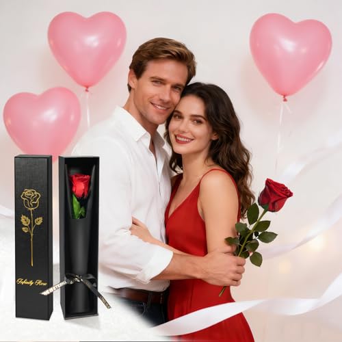 Preserved Real Rose Gift for Her - Eternal Handcrafted Flower in Gift Box