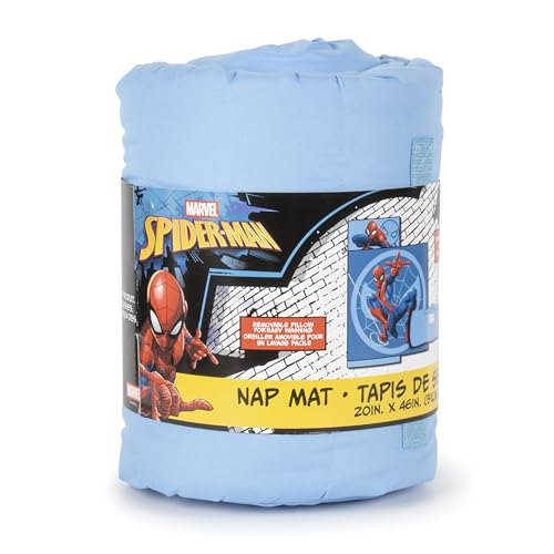 Blue Spiderman Kids Nap Mat with Pillow & Blanket - Toddler Travel Bed