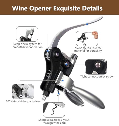 8-Piece Wine Bottle Opener Gift Set with Wooden Case - Corkscrew & Accessories