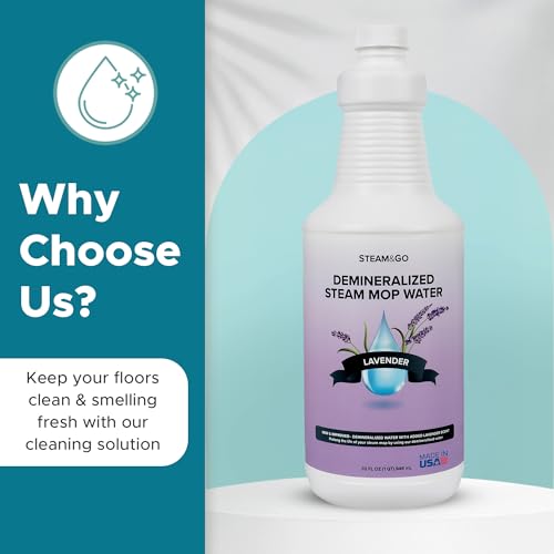 Demineralized Steam Mop Water - Lavender Scented Cleaning Solution, 32 oz