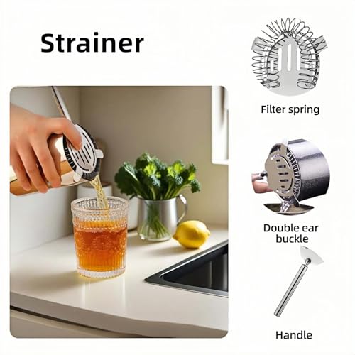 Professional Cocktail Strainer with Detachable Spring - Stainless Steel Bar Tool for Shakers & Glasses