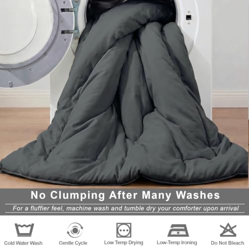Queen 7-Piece Grey Comforter Set - Lightweight All-Season Bedding