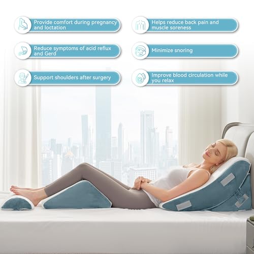 4-Piece Memory Foam Wedge Pillow Set for Pain Relief & Support
