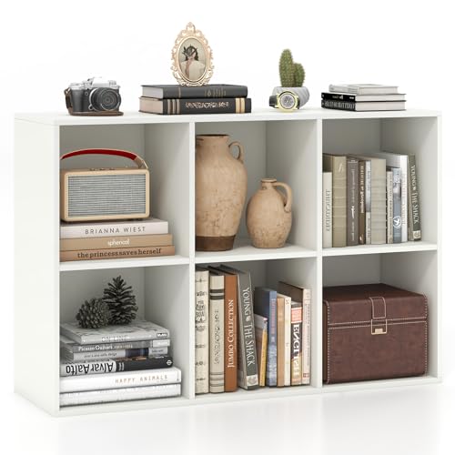 3-Tier 6-Cube Bookcase, Modern Storage Organizer Shelf Unit for Living Room