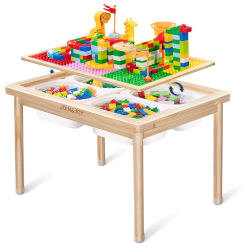 28-Inch Wooden Kids Activity Table with Reversible Top and Storage Bins
