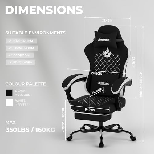 Ergonomic Gaming Chair with Massage, Footrest and Lumbar Support
