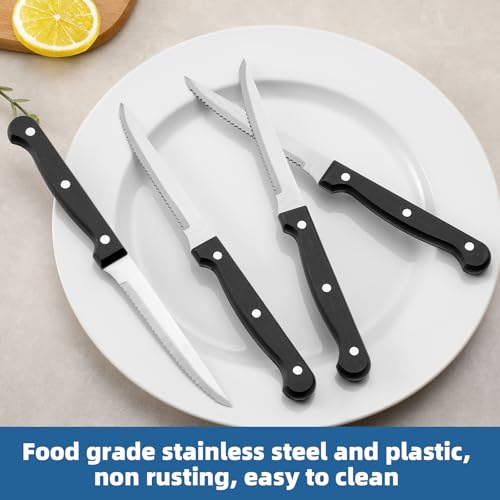 8-Piece Steak Knife Set, High-Carbon Stainless Steel Serrated Blades