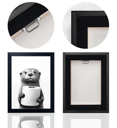 Funny Raccoon Bathroom Wall Art Framed Black and White Canvas Print 8x10
