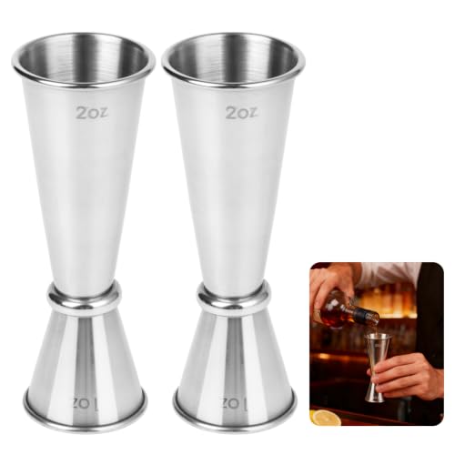 EMUTOL 2-Piece Stainless Steel Double Jigger Set - 1oz & 2oz Cocktail Measuring Cups