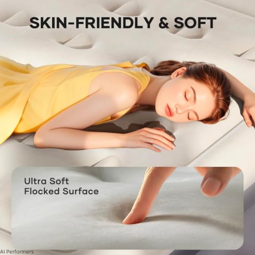 InnoTruth Grey 18-Inch Queen Air Mattress with Built-In Pump for Guest & Camping